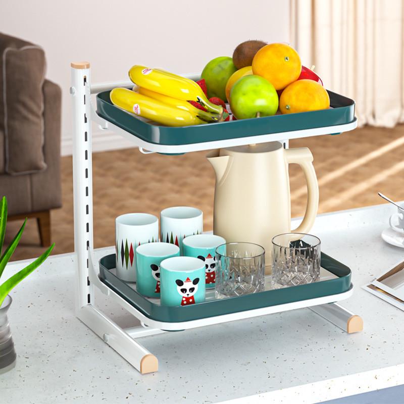 铁艺双层沥水杯架家用带具杯架厨房水果篮置物架杯托盘收纳架