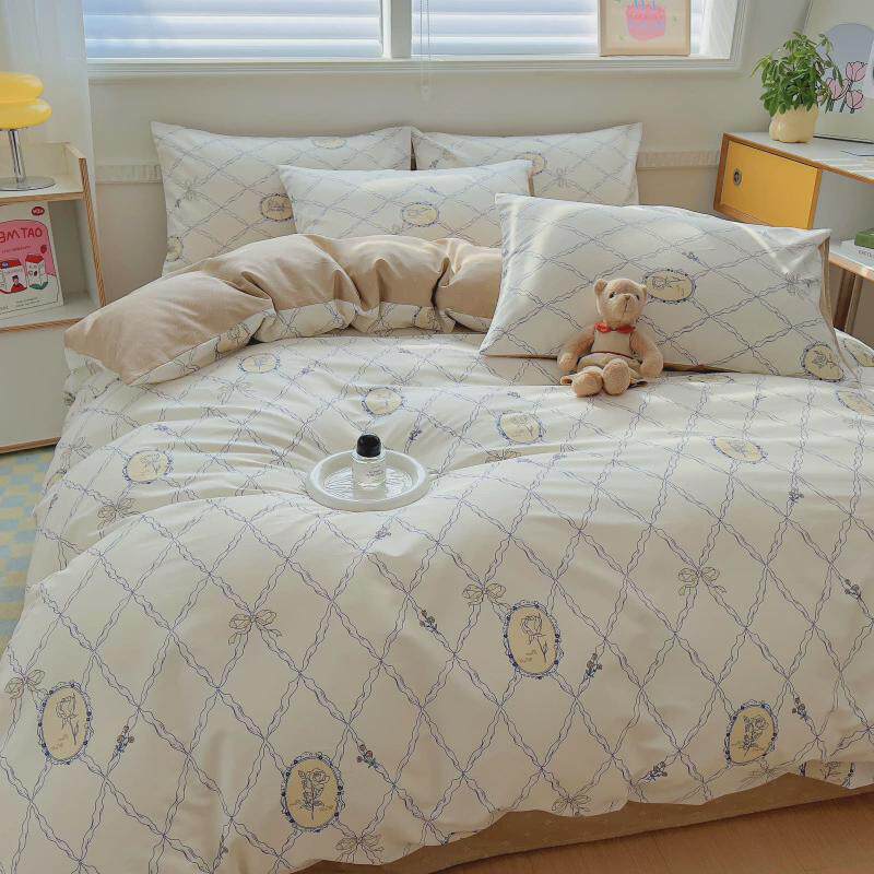 ins全棉小清新床笠三件套卡通纯棉四件套床上用品学生宿舍厂家直