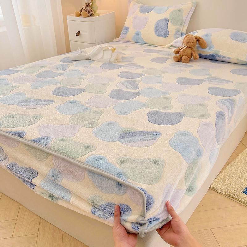 床笠单件花绒双面绒雪秋冬季加绒加厚床罩全包围床单床垫保护套罩