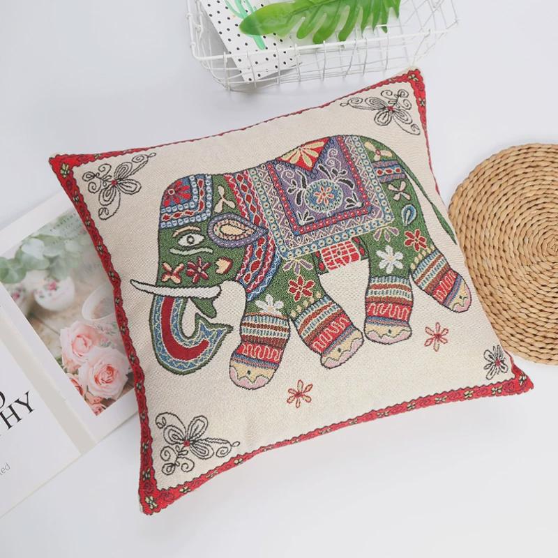 q683复古吉祥十字绣线绣diy抱枕新款客厅东南亚民族风靠枕自