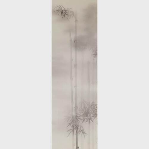 热销新中式半透水挂帘双面透景屏风纱卷帘隔断帘墨竹水墨窗帘透光