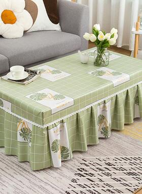 si6k客厅灰色小茶几布桌布防水防油免洗台布套罩长方形家用玻璃简