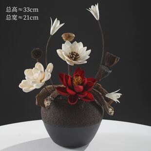 莲蓬干花真花摆件轻奢餐桌花束家居清新禅意装饰花