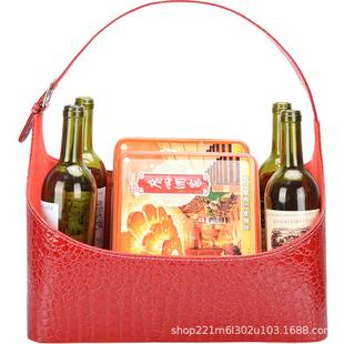 过大礼皮革皮篮子结婚回礼圣诞送礼高档水果篮礼品包装篮篮手提篮