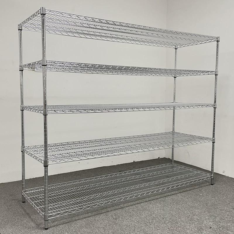 防静电车间库房多层金属镀铬线网货架带轮置物架家用不锈钢物料架