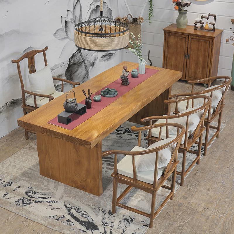 自然子大板会议长桌长条桌餐茶桌板泡茶桌茶几台办公洽谈桌椅组合