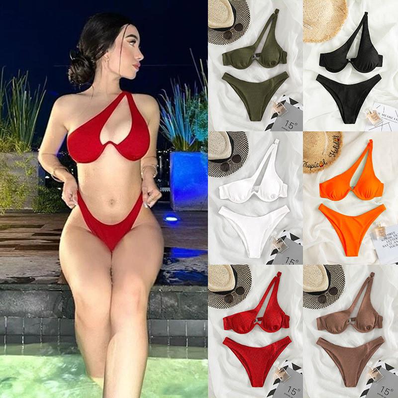 Multi Triangle Women's Split Swimwear Pure One Shoul