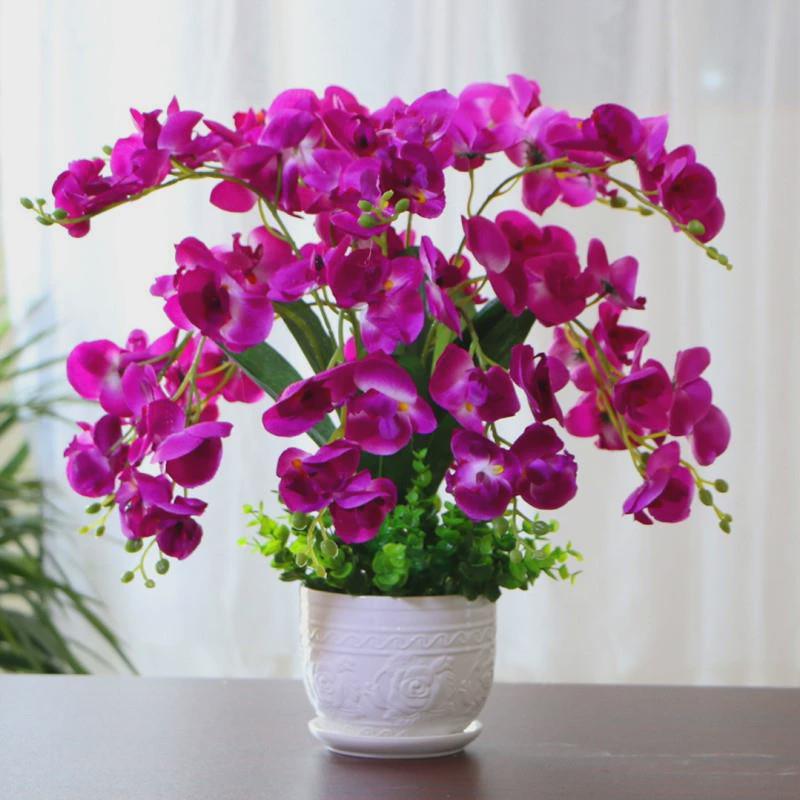 蝴蝶兰仿真花套装假花客厅家居摆件室内装饰花电视柜餐桌摆设盆栽