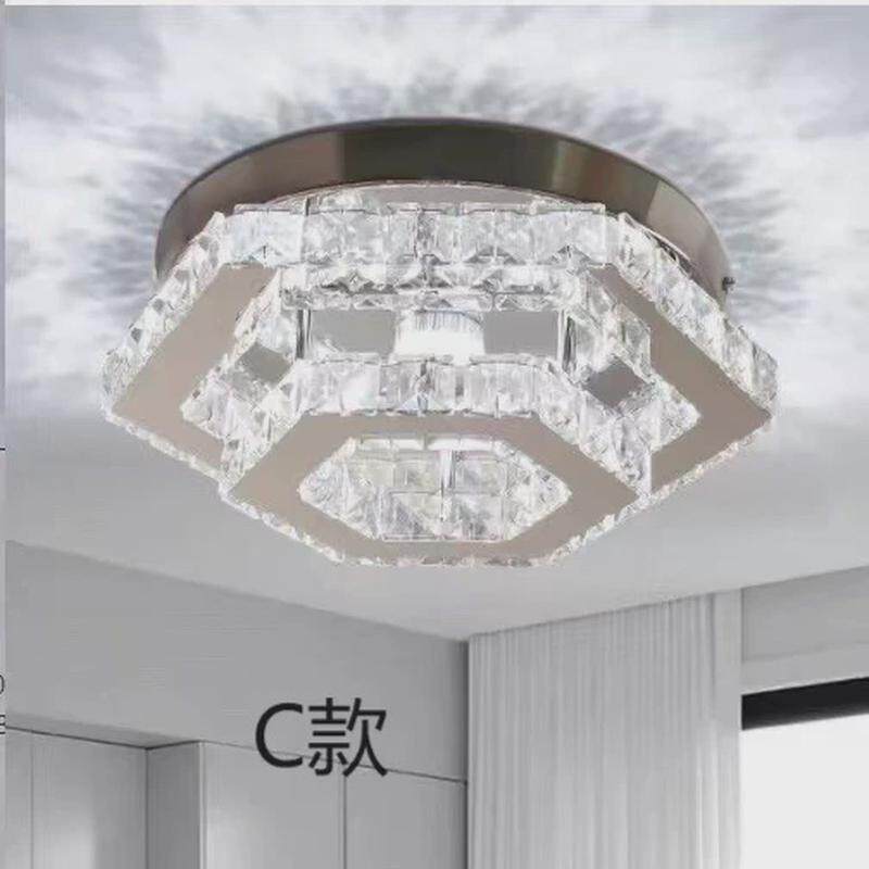 现代简约LED方形玄关过道水晶客厅卧室吸顶灯具灯饰灯具厂家直供