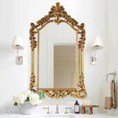 2022欧式 饰镜女生化妆梳妆台镜子 雕花浴室镜复古玄关桌镜子家用装