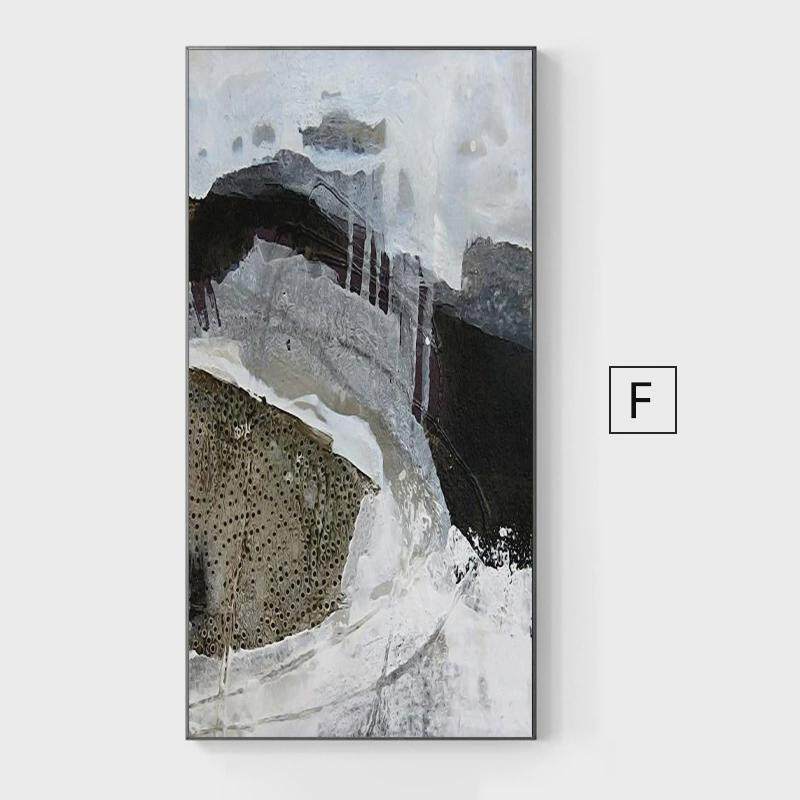 北欧现代抽象竖版装饰画油画喷绘走廊设计师非手绘玄关画