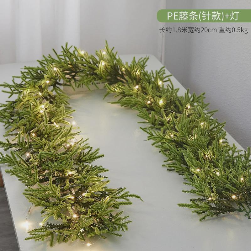 圣诞藤条植绒粘雪酒店圣诞树花环门挂挂件橱窗商场场景布置挂件