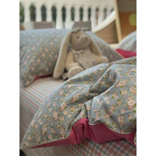 2eie黑色格子四件套田园碎花玫瑰复古1.5m1.8宿舍被套床单三件套