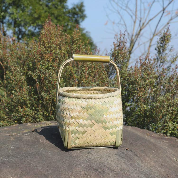q683提篮竹编手提购物竹篮农村水果采摘筐菜篮鸡蛋筐篮子道具