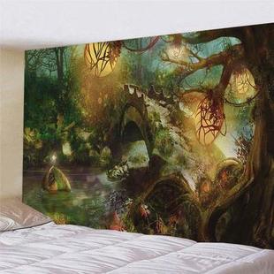 06ym超大奇幻森林床头宿舍墙壁装 饰遮挡背景布民宿挂毯挂布城堡壁