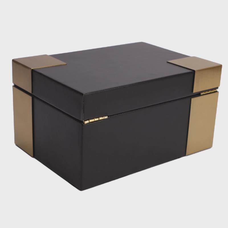 中式简约金属皮革储物盒样板间衣帽间家居收纳首饰盒软装饰品摆件