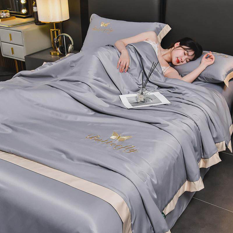 冰丝夏被四件套床笠款夏季被芯可机空调被洗天丝夏凉被夏天薄新品