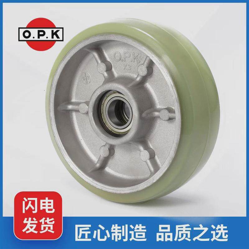 常州工厂opk叉车脚轮液压板车拖方向轮聚氨酯180×60