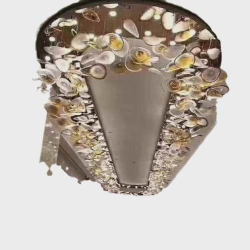 空中吊饰玻璃荷叶吊顶挂件酒店会所样板间商场中庭软装饰艺术灯具