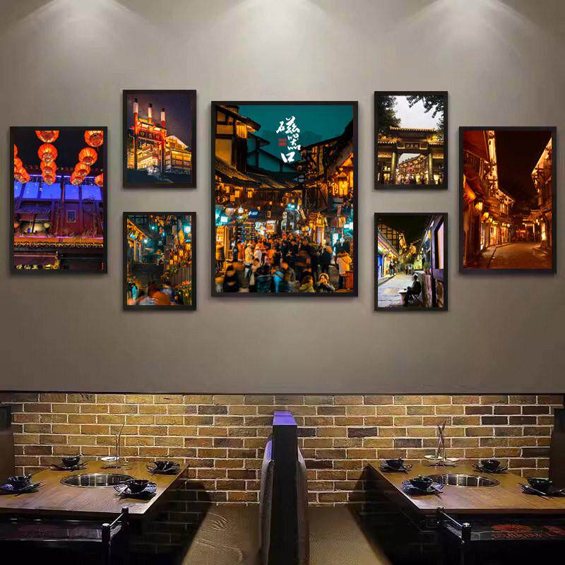52n黑白老照片装饰复古怀旧挂画餐馆重庆火锅餐厅壁画饭店个性墙