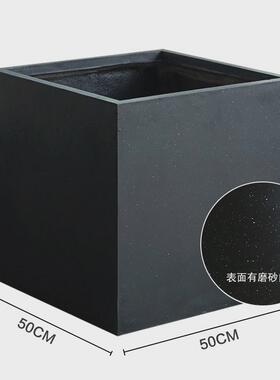 北欧水泥花盆创意黑色磨砂方形落地客厅简约多种组合绿植盆栽盆器