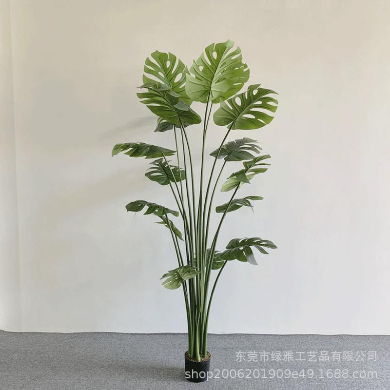 仿真绿植龟背竹盆栽绿植旅人蕉室内装饰假树北欧假龟背叶落地盆栽