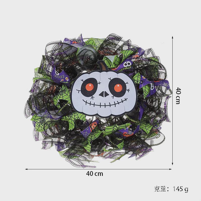 纵鸿新品万圣节幽灵鬼娃娃装饰花环白南瓜气氛装饰挂件摆件