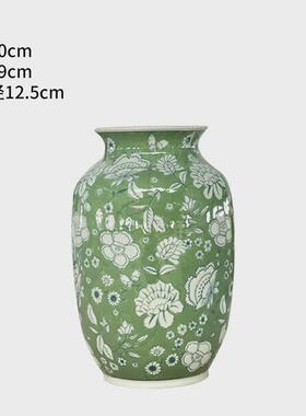 新中式陶瓷青花瓷花瓶摆件样板房装饰工艺品玄关摆件陶瓷花瓶花器