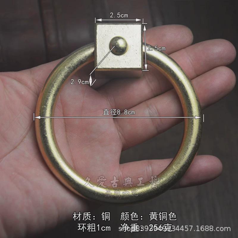 中式古铜色铜环明装纯铜大拉环简约拉手木门大门单孔铁门复古把手