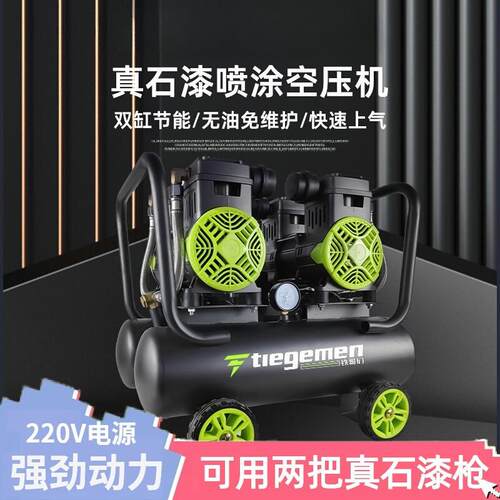 喷真石漆专用空压机水包砂硅藻泥外墙喷涂高压无油打气泵单相220V