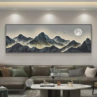 饰画新中式 qt背有山水现代高档客厅沙发装 靠山挂画茶室办公室墙壁