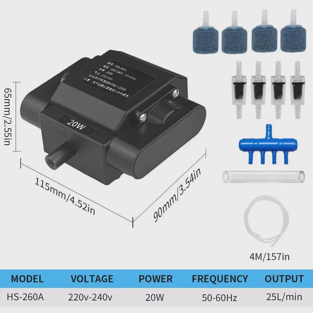 电磁式霸气泵增氧泵鱼缸增氧池配套水族养殖爆氧大功率气泵气空