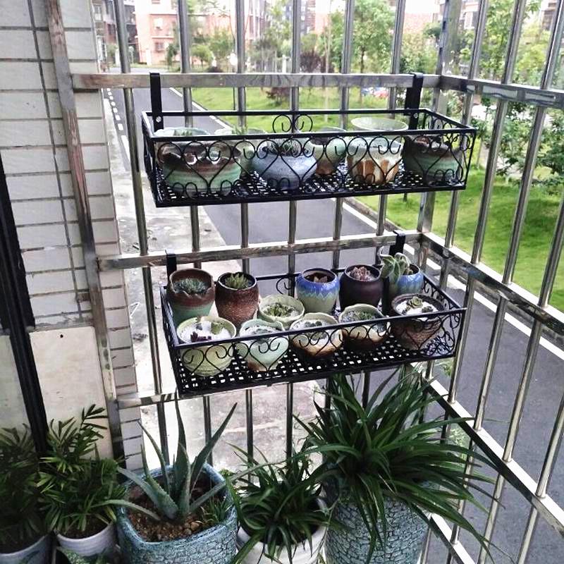欧式批发防盗窗悬挂花架阳台挂式护栏防护网铁艺多肉绿萝花盆架