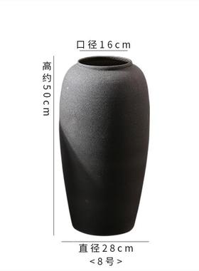 景德镇粗陶陶瓷器落地花瓶现代简约干花客厅插花装饰摆件复古花瓶