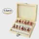 12pcs木板铣刀套装 木工异型修边雕刻工具批发机用合金铣刀盒
