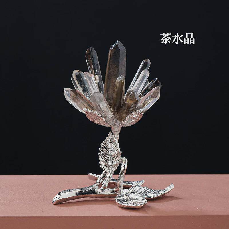 天然白水晶簇花摆件白水晶单晶体diy花树跨境家居装饰工艺品摆设