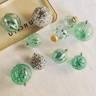透明彩绘圣诞球圣诞装饰6cm/8cm圣诞树装饰球