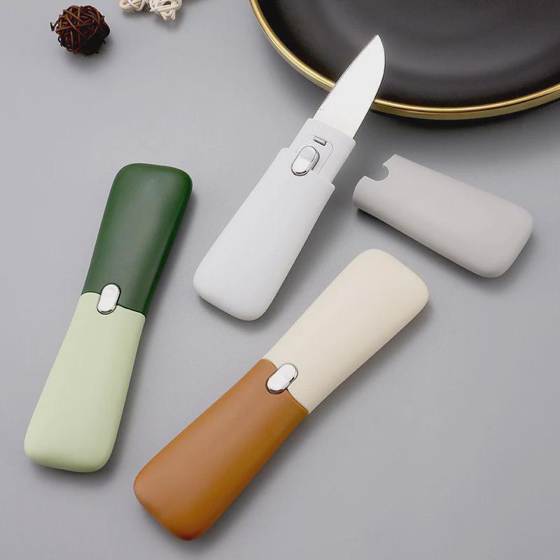 户外便携式水果刀削皮刀二合一多功能不锈钢刮皮刀迷你折叠小刀