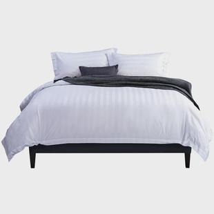 优棉五星酒店布草宾馆客房床上用品全棉80s3cm缎条厂家直销四件套