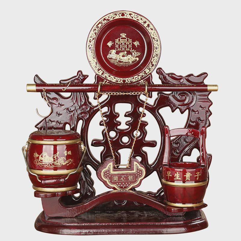 结婚子孙桶三件套装称心如意摆件备婚庆用品大全新娘陪嫁娘家嫁妆