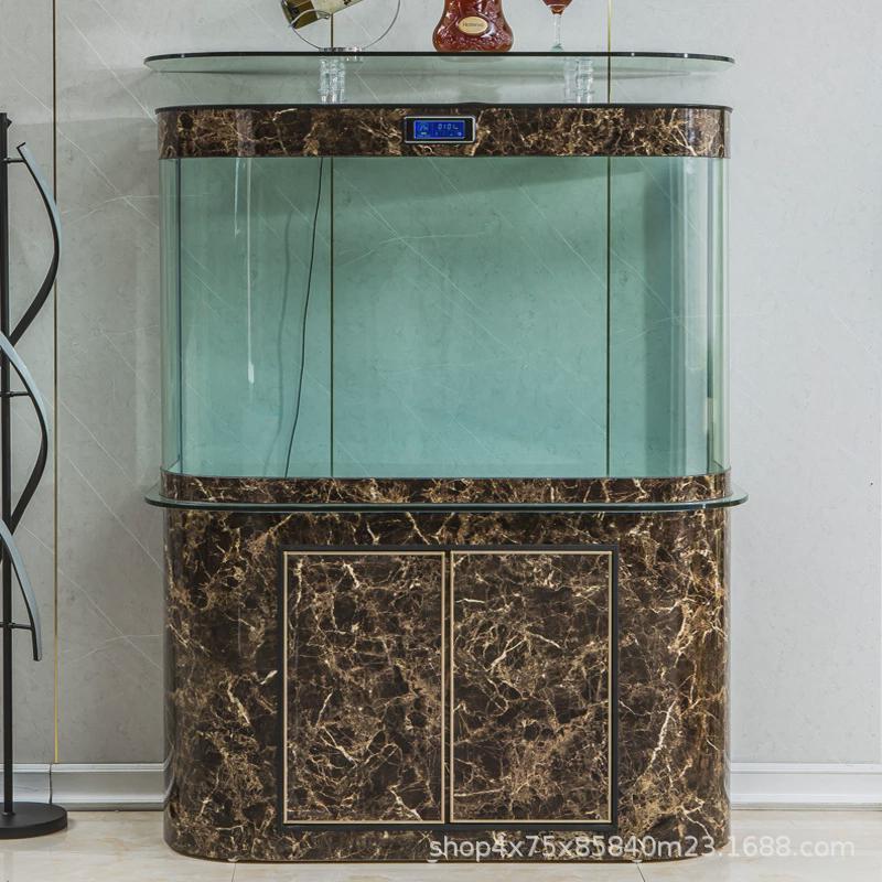 源头工厂创海双圆底大型客厅过滤金鱼缸家用靠墙懒人免换水水族箱