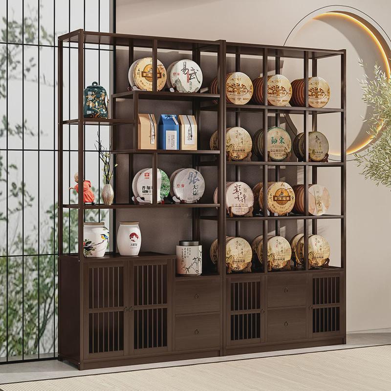 热销实木新中式博古架茶叶架茶架展示架茶叶展示柜茶架子置物架多