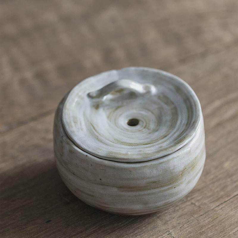 水粉引带盖陶瓷日式手工盂家用笔水洗功夫茶具配件茶洗