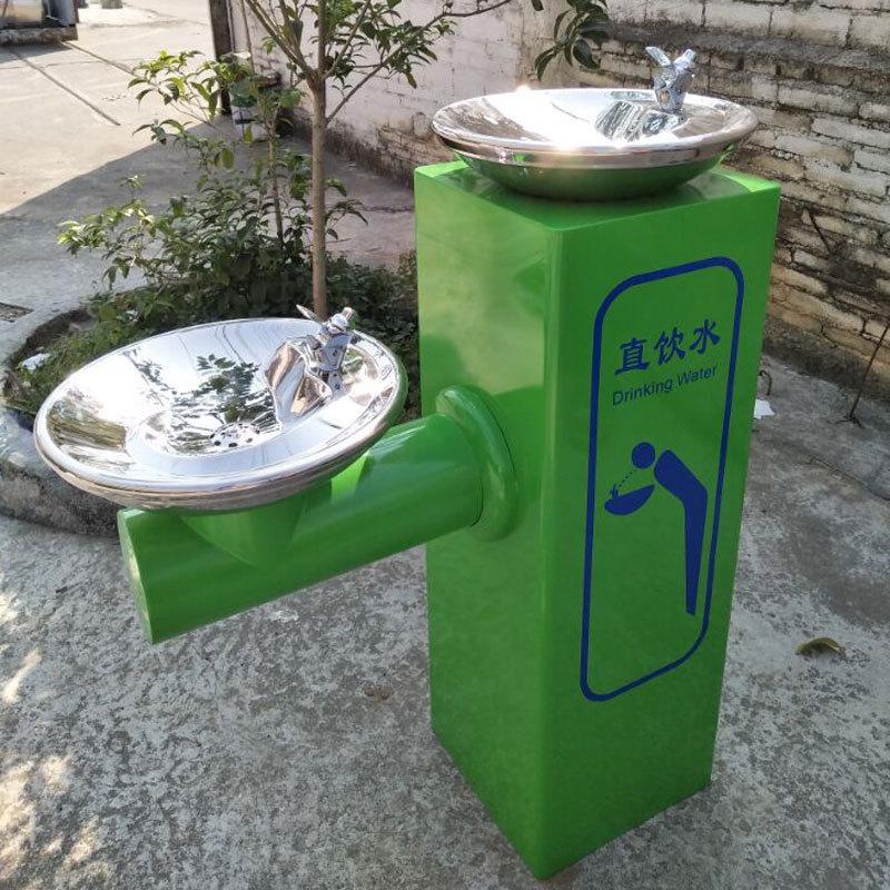 热销公园公共饮水台高低双盆直饮不锈钢户外带自来水过滤直饮饮水