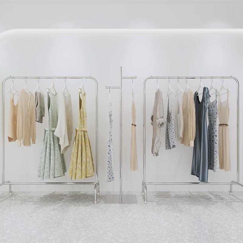 不锈钢服装店展示架落地式挂衣架服装架简约货架衣架陈列架晾衣架