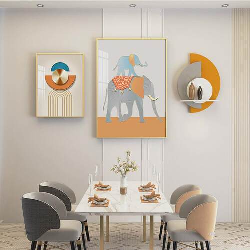 创意大款餐厅装饰画壁画组合铝合金画走廊墙上壁饰置物架书房挂画