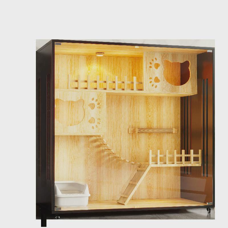 热销猫别墅家用超大号大空间防水实木豪华猫笼猫舍室内猫窝笼猫柜