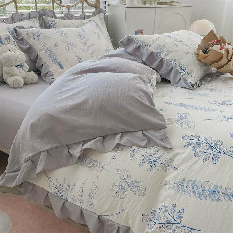 家纺田园风母婴级水洗棉麻床上菲全棉四件套南通复古批发三件