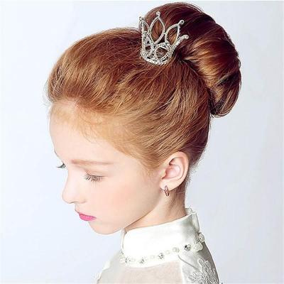 Small Girls Crown Tiara Hair Combs Clear Stone Crystal Mini