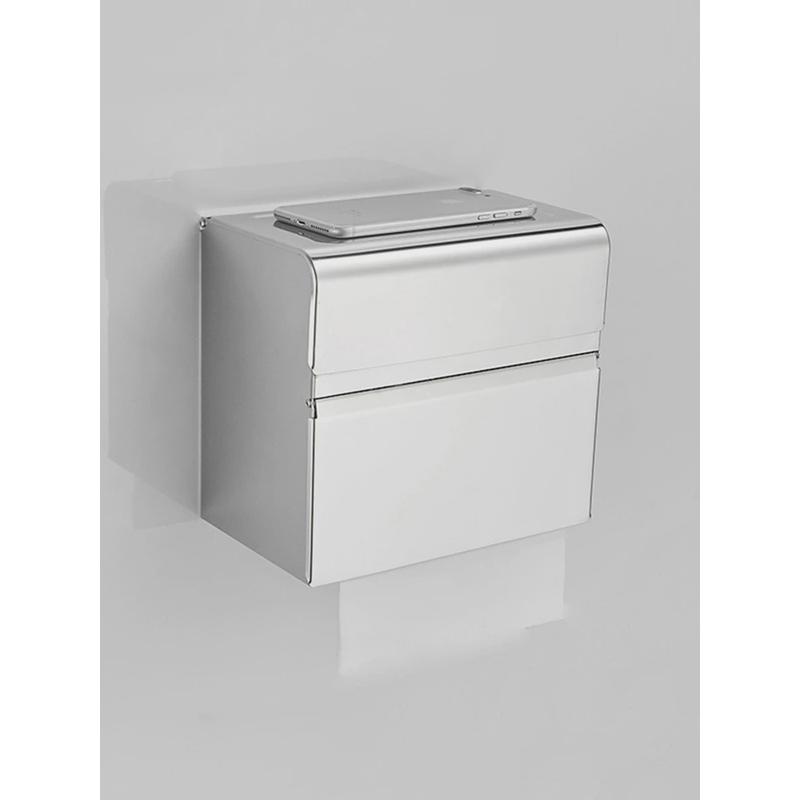 卫生间纸巾盒厕所擦手纸盒挂壁式不锈钢304防水双层创意厕纸盒